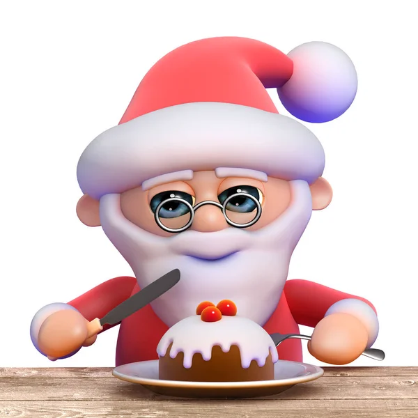 Render Santa Claus Eszik Egy Karácsonyi Muffin Jegesedés Cseresznye — Stock Fotó