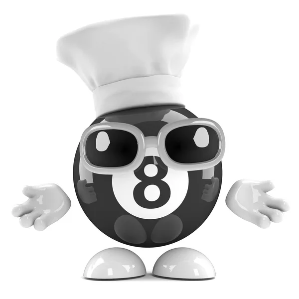 Vykreslení Charakteru Osmičce Oblečený Jako Kuchař — Stock fotografie
