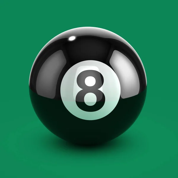 Darstellung Einer Acht Ball Auf Grünem Filz — Stockfoto