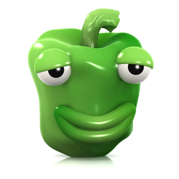 Render Green Pepper Looking Smug — Stock Photo, Image