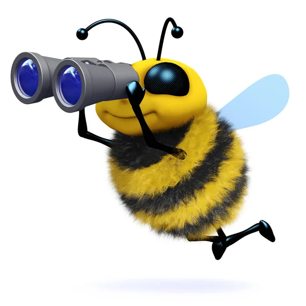 用双筒望远镜渲染蜜蜂 — 图库照片