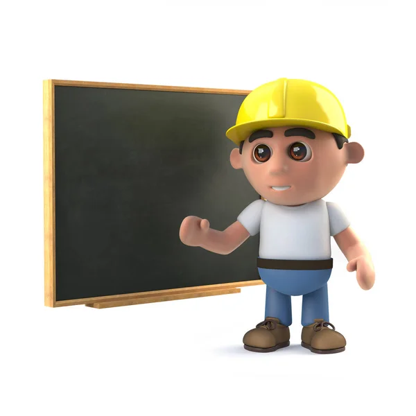 Darstellung Einer Bauarbeiter Cartoon Figur Der Tafel — Stockfoto