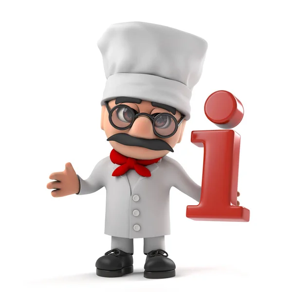 Rendu Personnage Drôle Chef Pizza Italienne Dessin Animé Tenant Symbole — Photo