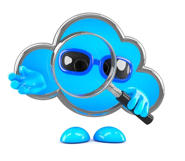 Render Cloud Holding Magnifying Glass — Stock Photo, Image