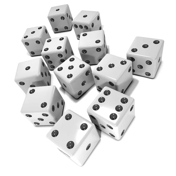 Render Lots White Dice White Background — Stock Photo, Image