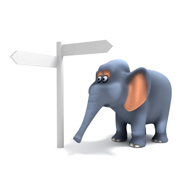 Render Van Een Olifant Stond Een Bord — Stockfoto