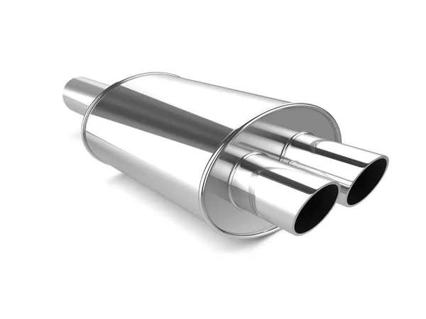 Render Chromed Car Exhaust Pipes — Stock Photo, Image