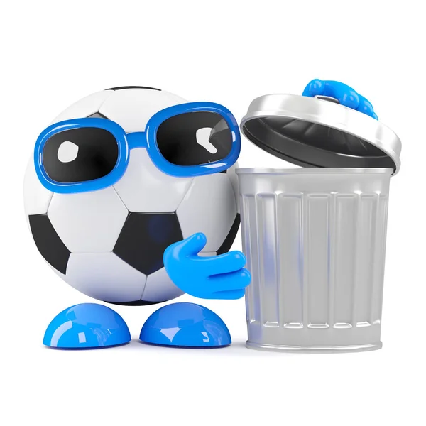 Render Football Character Trash Can — Stock Photo, Image