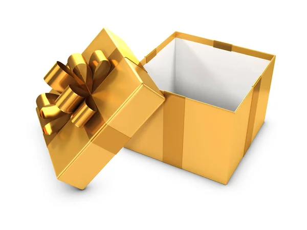 Render Open Gold Gift Box — Stock Photo, Image