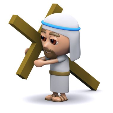3d render of a Jesus carrying the cross clipart