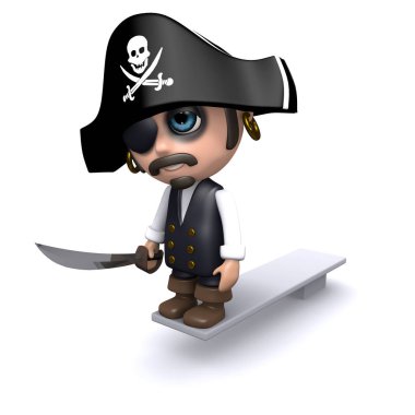 KaIasta yürümek bir korsanın 3D render