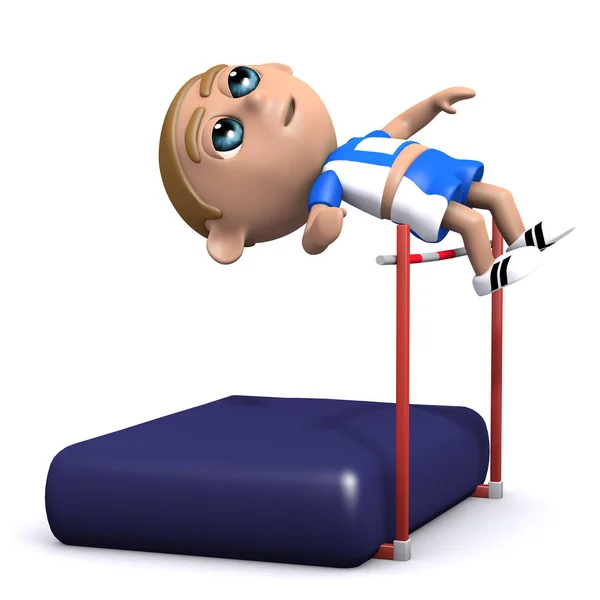 Little Man Throws Himself High Jump — Stock Photo, Image