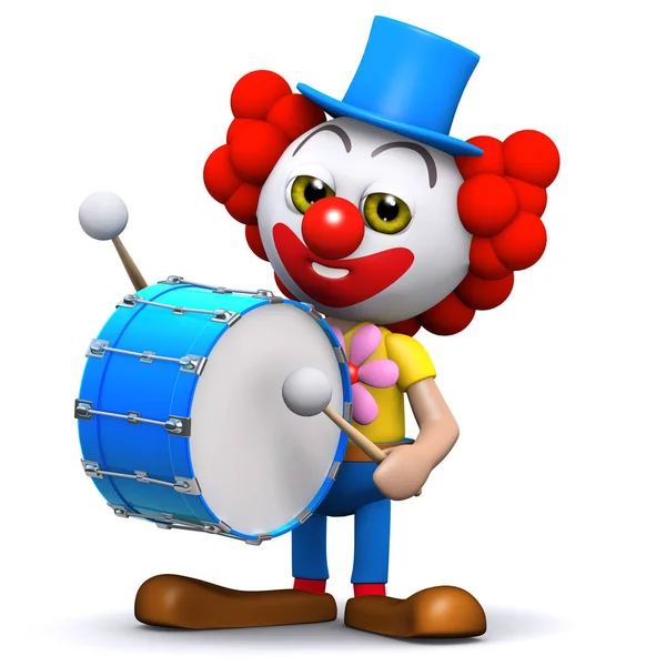 Render Van Een Clown Bonzen Van Een Grote Grote Trom — Stockfoto