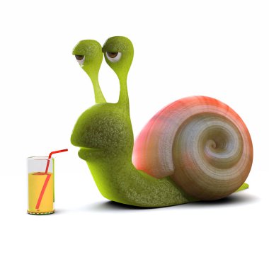 cam içme bir salyangoz 3D render