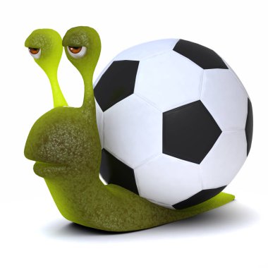 bir salyangoz bir futbol kabuk ile 3D render