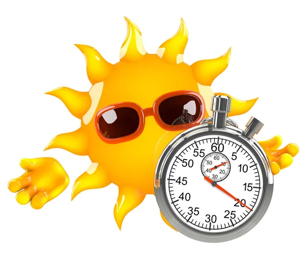 Render Van Zon Met Een Stopwatch — Stockfoto