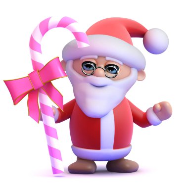 pembe şeker ile Noel Baba 3D render