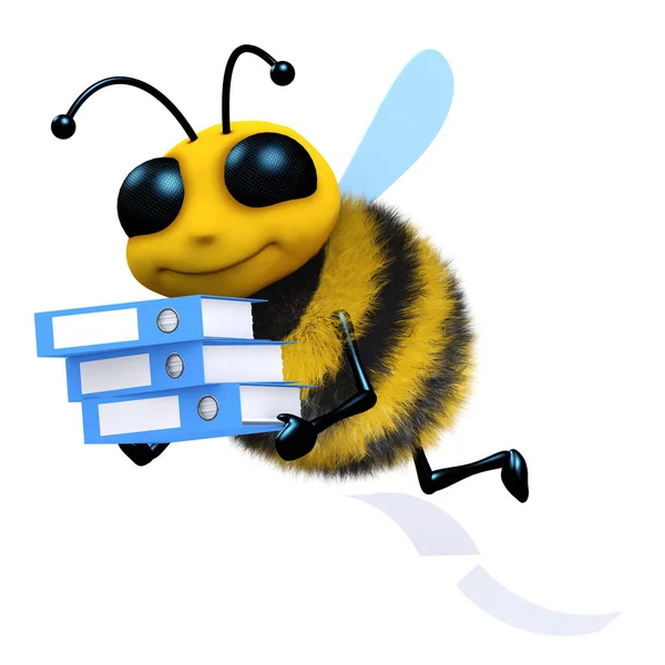 Render Bee Holding Some Folders — Stock Photo, Image