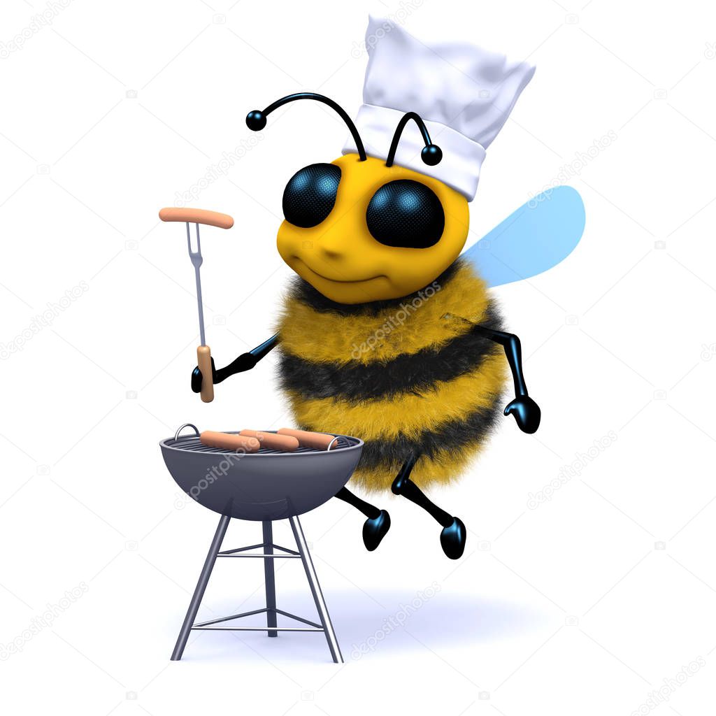 3d render of a bee having a barbecue