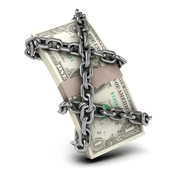 Bize dolar 3D render zincire sarılmış