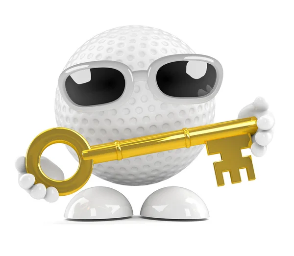 Darstellung Eines Golfballs Mit Einem Goldenen Schlüssel — Stockfoto