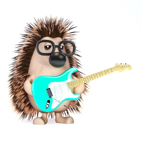 Render Hedgehog Playing Electric Guitar — Stock Photo, Image