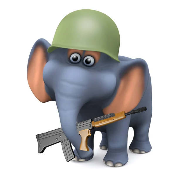 Render Elephant Who Joined Army — Stock Photo, Image