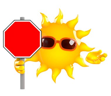 boş yol işaretiyle güneşin 3D render