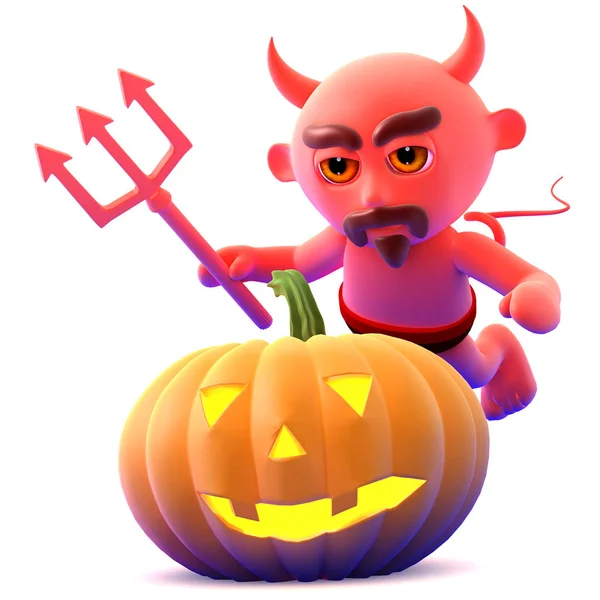 Render Devil Halloween Pumpkin — Stock Photo, Image
