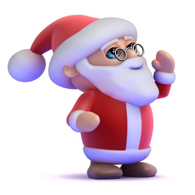 Claus Santa sola bağırarak 3D render