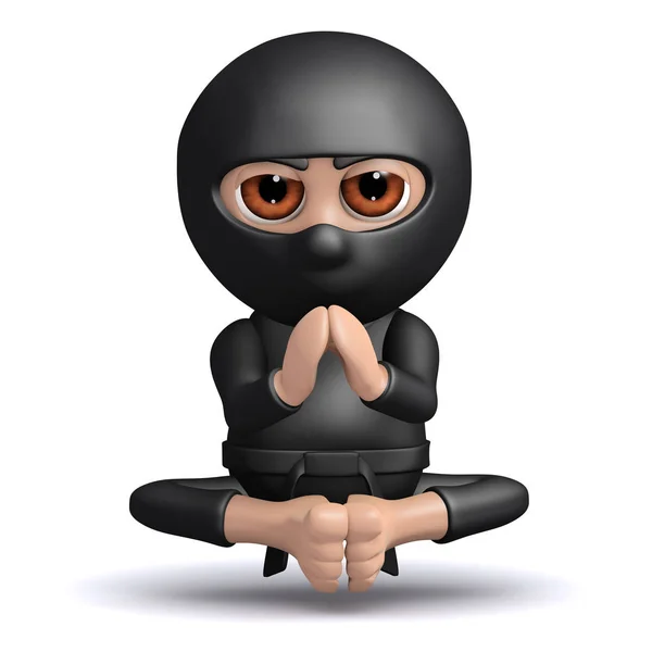 Render Ninja Meditating — Stock Photo, Image