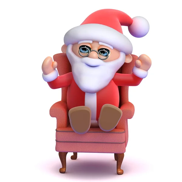 Rendu Père Noël Assis Dans Une Chaise Confortable — Photo