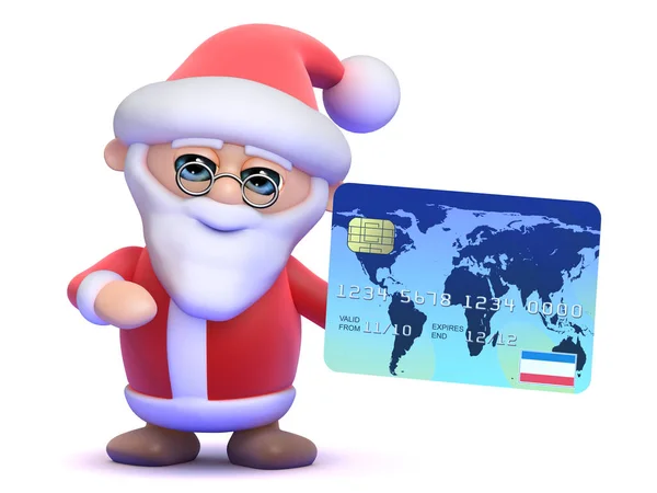Render Jultomten Med Ett Bankkort — Stockfoto