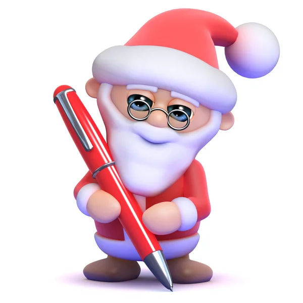 Renderizado Santa Claus Escritura Con Bolígrafo —  Fotos de Stock