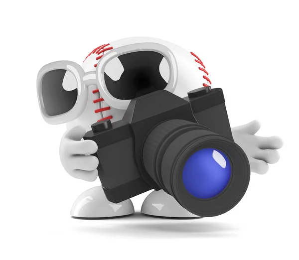 Renderização Personagem Beisebol Com Uma Câmera — Fotografia de Stock