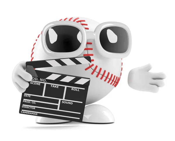 Representación Personaje Béisbol Con Clapperboard —  Fotos de Stock