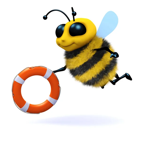 Render Cute Honey Holding Life Ring — Stock Photo, Image