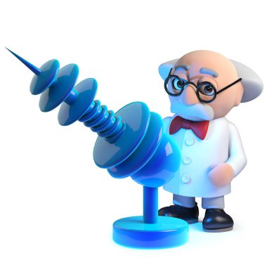 Onun ölüm ışını silahı ile 3d deli bilim adamı