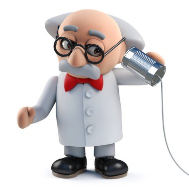 Deli bilim adamı 3d iletişim kurmak için bir tin can kullanarak