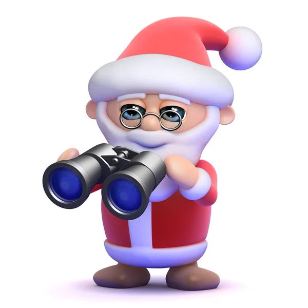 3d Santa relógios através de binóculos — Fotografia de Stock