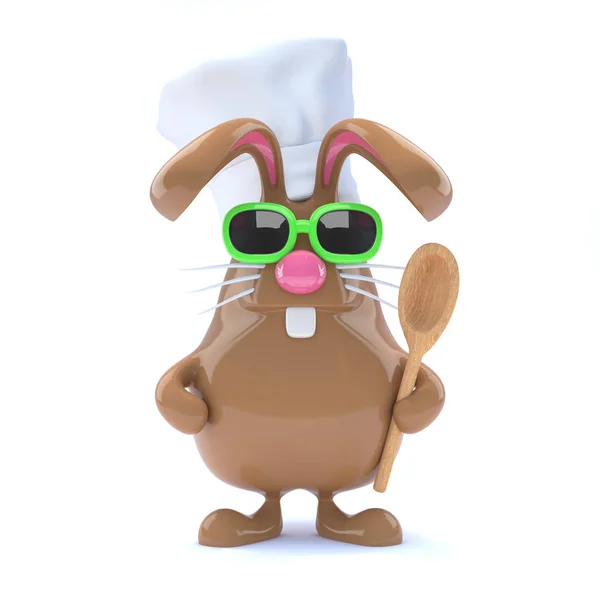 3d chcolate coelho chef — Fotografia de Stock
