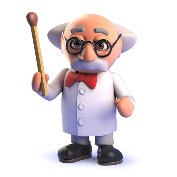 Desenhos animados 3d professor louco cientista personagem segurando um jogo — Fotografia de Stock