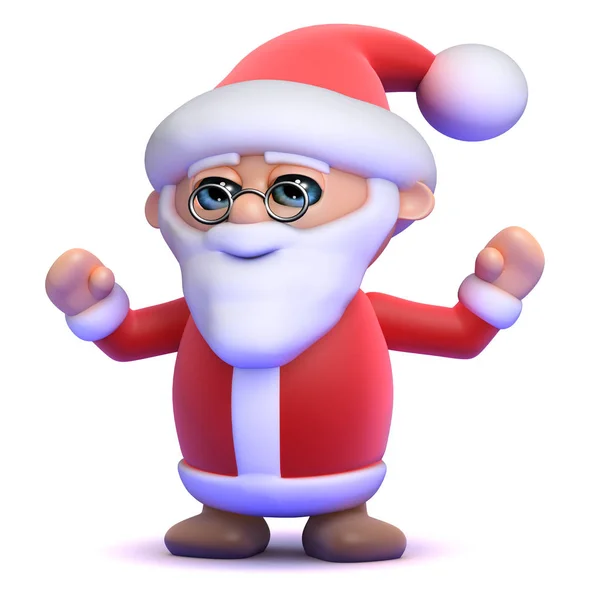 3D Święty Mikołaj jest tak szczęśliwy! — Zdjęcie stockowe