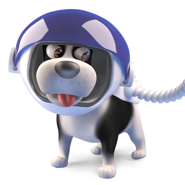 Cartoon puppy dog wearing a spacesuit and helmet, 3d illustration — Stock Photo, Image