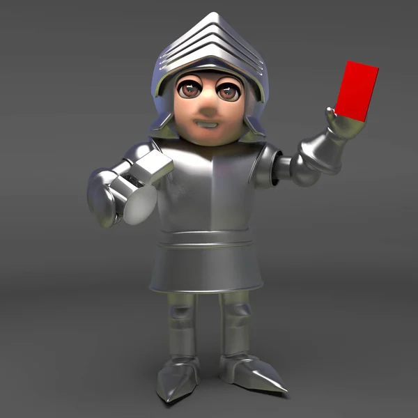 Zırh hakeminde sportif ortaçağ şövalyesi oyun ve bir ceza, 3D illüstrasyon dışarı eller — Stok fotoğraf