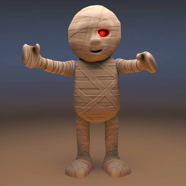 Scarey Egyptian mummy monster lumbers towards you, 3d illustration