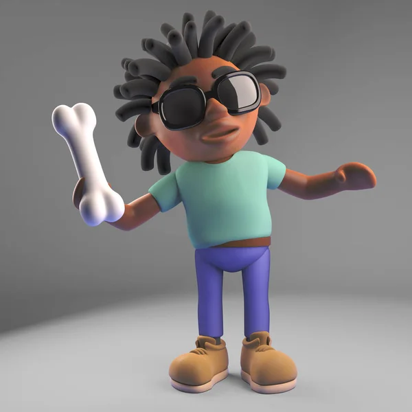 Cool Black African Man z dredy rzuca kości, ilustracja 3D — Zdjęcie stockowe