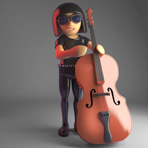 Tenyésztett goth lány ellazítja a játék a bőgő, 3D illusztráció — Stock Fotó
