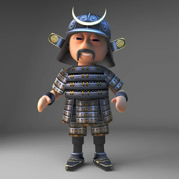 Noble oriental samurai warrior looking relaxed, 3d illustration