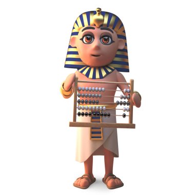 Mısır firavuntutankhamen bir abaküs tutan, 3d illüstrasyon